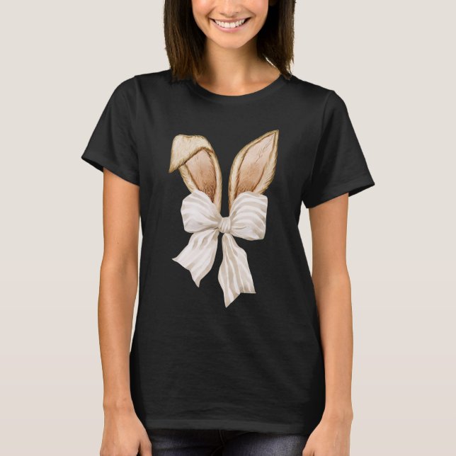 Coquette Bunny Tee, design med rosett och öron T Shirt (Framsida)