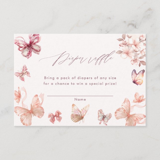Coquette Butterfly | Butterflies Diaper Raffle Tilläggskort (Framsida)