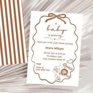 Coquette Cafe' Neutral Kaffe Baby Shower Inbjudningar