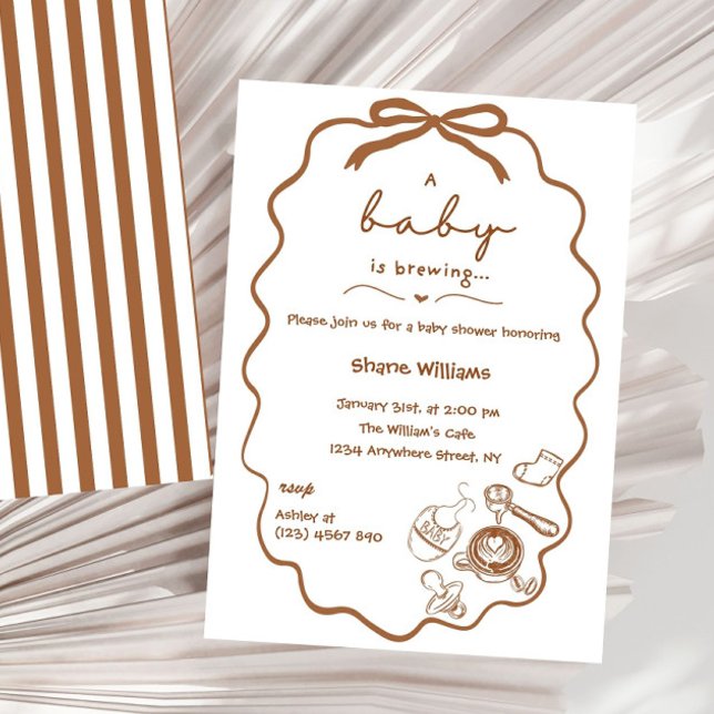 Coquette Cafe' Neutral Kaffe Baby Shower Inbjudningar (bebe cafe, parisian theme, gender neutral, parisian cafe invite, french parisian cafe, coffee theme )