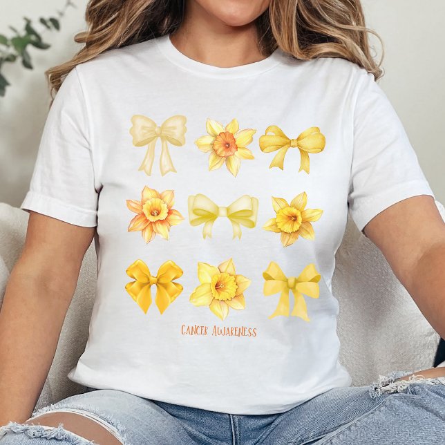 Coquette Cancer Awareness Tshirt, Daffodil Cancer T Shirt (Skapare uppladdad)