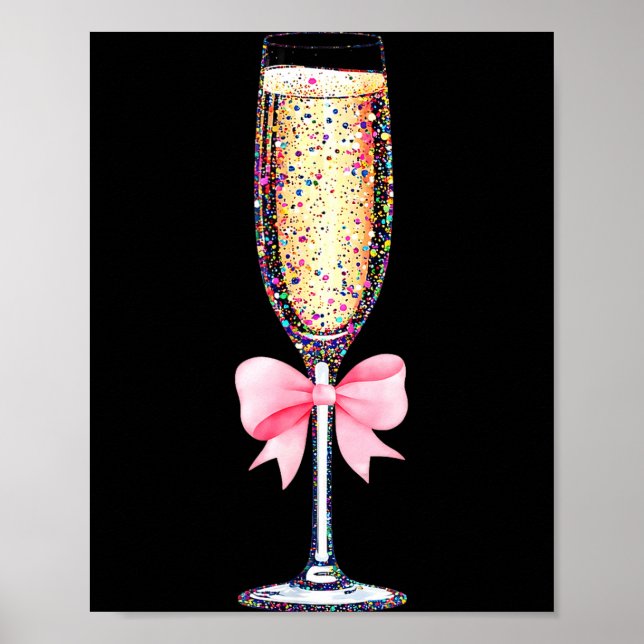 Coquette Champagne Gl Happy New Year 2026 Party Wo Poster (Framsidan)