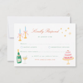 Coquette Charm Handmålad Bröllops-RSVP Inbjudningar