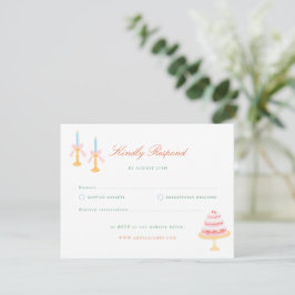 Coquette Charm Handmålad Bröllops-RSVP OSA Kort