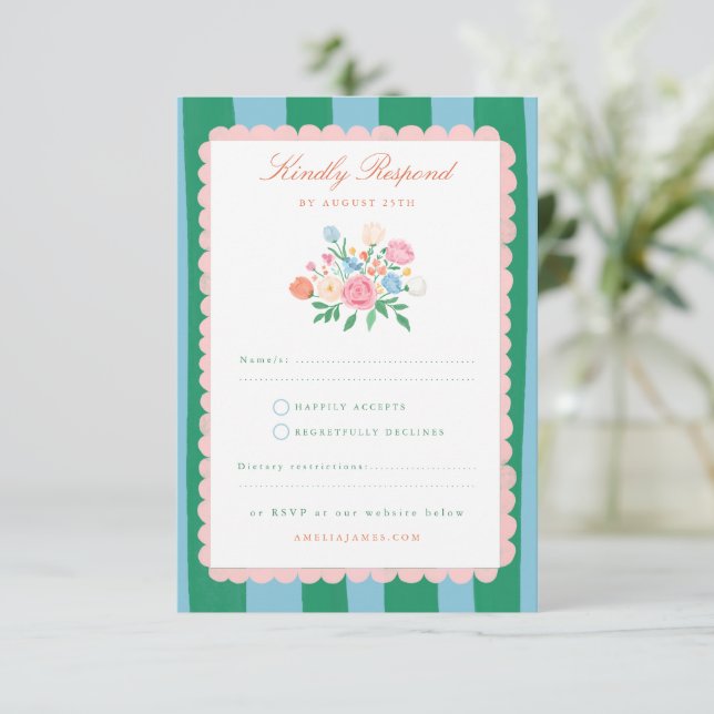 Coquette Charm Handmålad Bröllops-RSVP OSA Kort (Stående Fram)