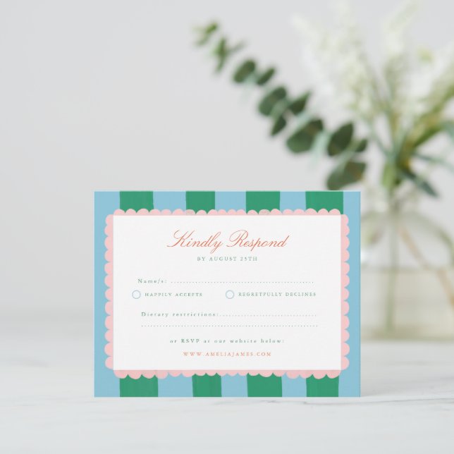 Coquette Charm Handmålad Bröllops-RSVP OSA Kort (Stående Fram)