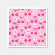 Coquette Cherries med Red Bows and White Flowers