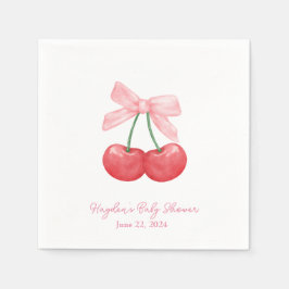 Coquette Cherries Rosa Bow Personlig Napkin Pappersservett