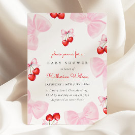 Coquette Cherry Baby Shower Inbjudningar