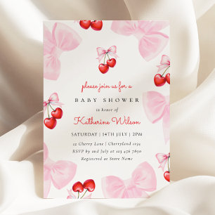 Coquette Cherry Baby Shower Inbjudningar