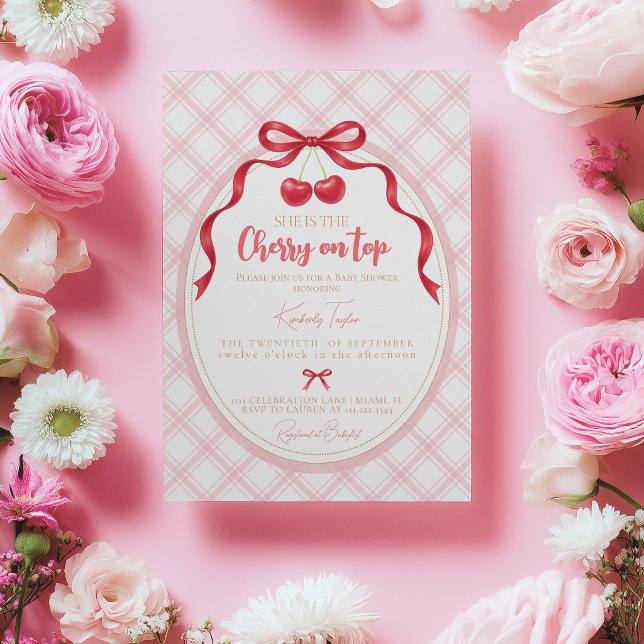 Coquette Cherry Baby Shower Invitation Inbjudningar (Skapare uppladdad)