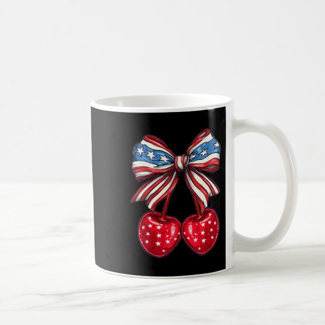 Coquette Cherry Bow Patriotic USA flagga 4:e juli Kaffemugg (Höger)