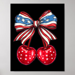 Coquette Cherry Bow Patriotic USA flagga 4:e juli Poster