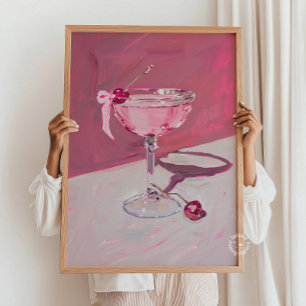 Coquette Cherry Cocktail Pub Cart Poster