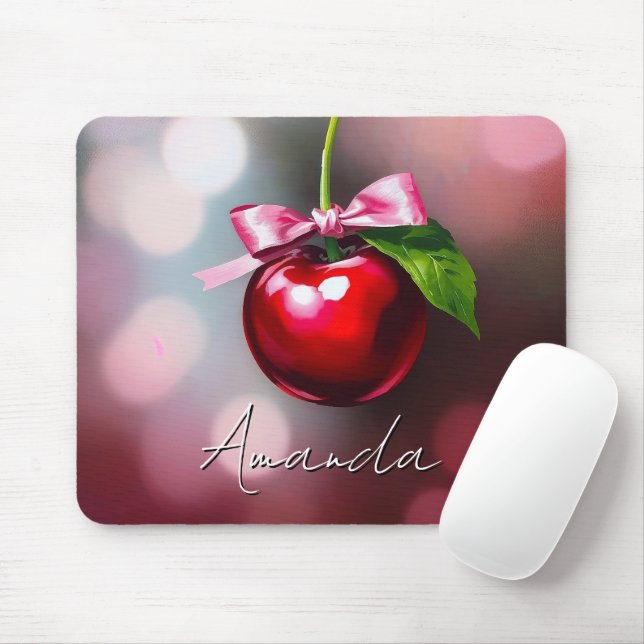 Coquette Cherry med Rosa Bow och Löv Musmatta (Med mus)