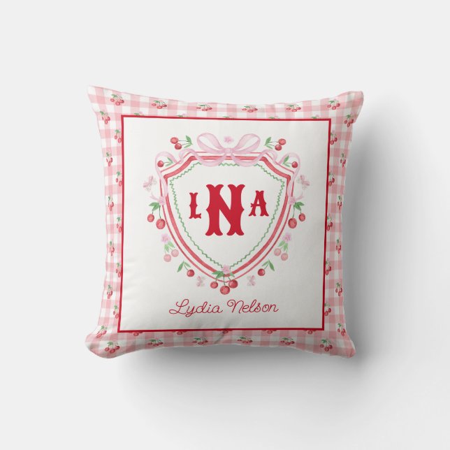 Coquette Cherry Monogam Kudde (Framsida)