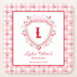 Coquette Cherry Monogam Möhippa Underlägg Papper Kvadrat