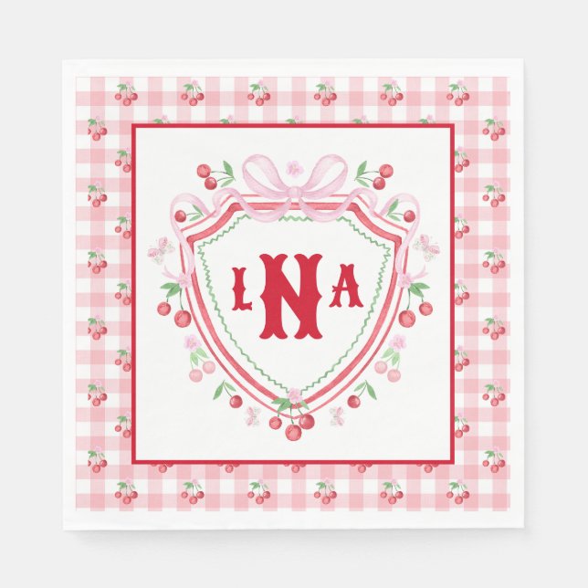Coquette Cherry Monogam Pappersservett (Framsidan)