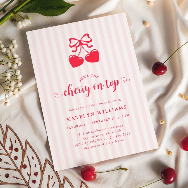 Coquette Cherry On Top Baby Shower Inbjudningar (Skapare uppladdad)
