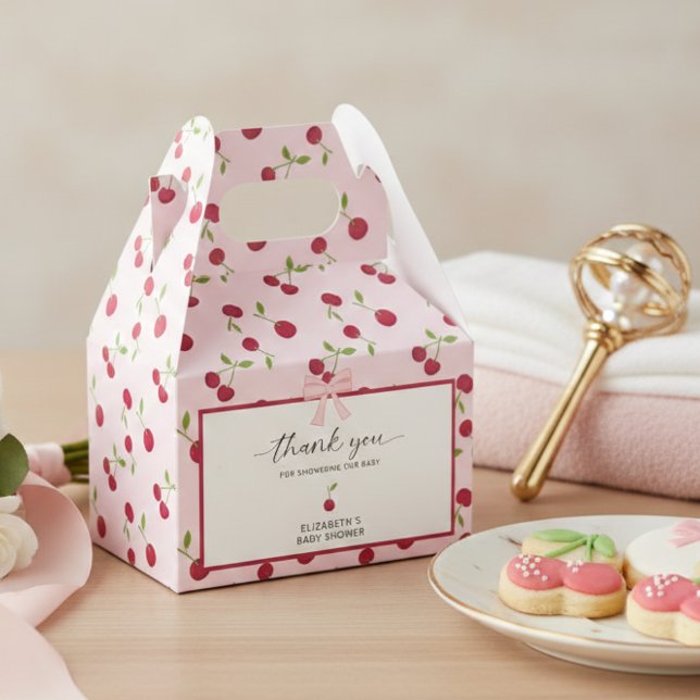 Coquette Cherry On Top Baby Shower Pink Thank you Presentaskar (Skapare uppladdad)