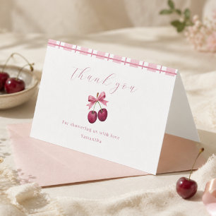 Coquette Cherry On Top Baby Shower tackkort Kort