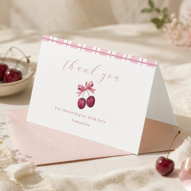 Coquette Cherry On Top Baby Shower tackkort Kort (Skapare uppladdad)