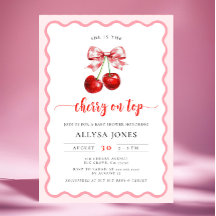 Coquette Cherry on Top Vågigt Cherry Baby Shower