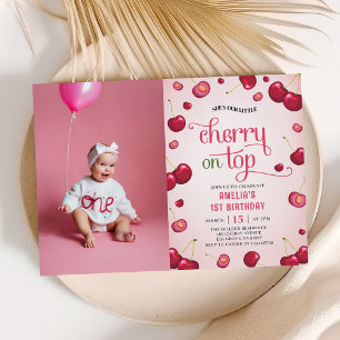 Coquette Cherry på första födelsedag Inbjudningar