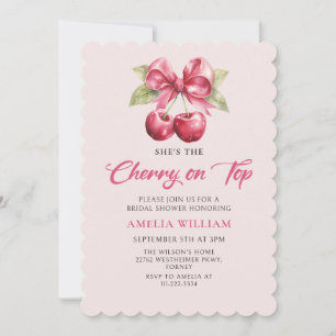 Coquette Cherry på översta Inbjudningskort för möh