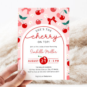 Coquette Cherry på Top Baby Shower-inbjudan Inbjudningar