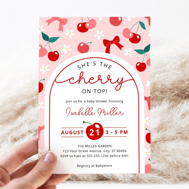 Coquette Cherry på Top Baby Shower-inbjudan Inbjudningar (Skapare uppladdad)
