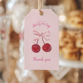 Coquette Cherry på Top Baby Shower Presentetikett