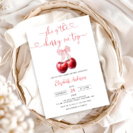 Coquette Cherry på Top Bow Baby Shower Inbjudningar