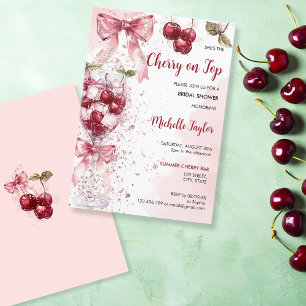 Coquette Cherry på Top Bow Cocktail-Möhippan Inbjudningar