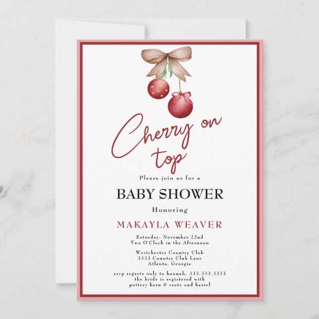 Coquette Cherry på Top Flicka Shower-inbjudan Inbjudningar (Framsida)