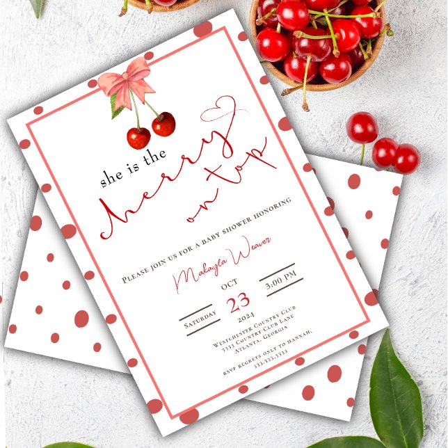 Coquette Cherry på Top sött Flicka Shower Inbjudningar (Skapare uppladdad)