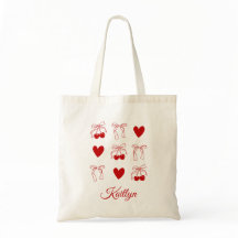 Coquette Cherry Red Bow Bachelorette Party Tote