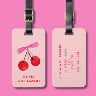 Coquette Cherry & Rosa Bow Bagagebricka