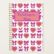 Coquette Chic Planner i Rosa Bows & Hearearts