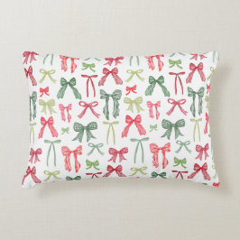 Coquette Christmas Bows Pillow Sleeve Red Green Prydnadskudde
