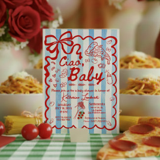 Coquette Ciao Baby Blue Italiensk Tema Inbjudningar