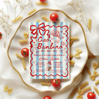 Coquette Ciao Bambino Blue Italian Theme Invitatio Inbjudningar