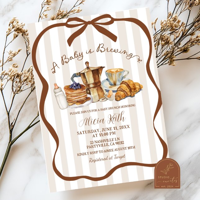 Coquette Coffee A Baby is Brewing Baby Shower Inbjudningar (Skapare uppladdad)