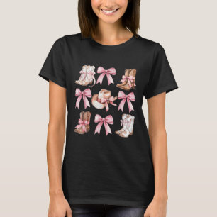 Coquette Cowgirl Boots with Rosa Bows Aesthetic Y2 T Shirt