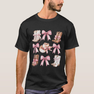 Coquette Cowgirl Boots with Rosa Bows Aesthetic Y2 T Shirt