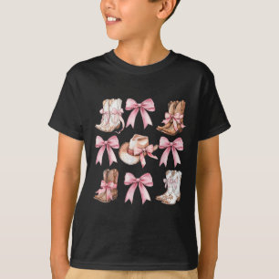 Coquette Cowgirl Boots with Rosa Bows Aesthetic Y2 T Shirt