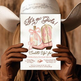 Coquette Cowgirl Rosa Bow Boots & Bubly Inbjudningar