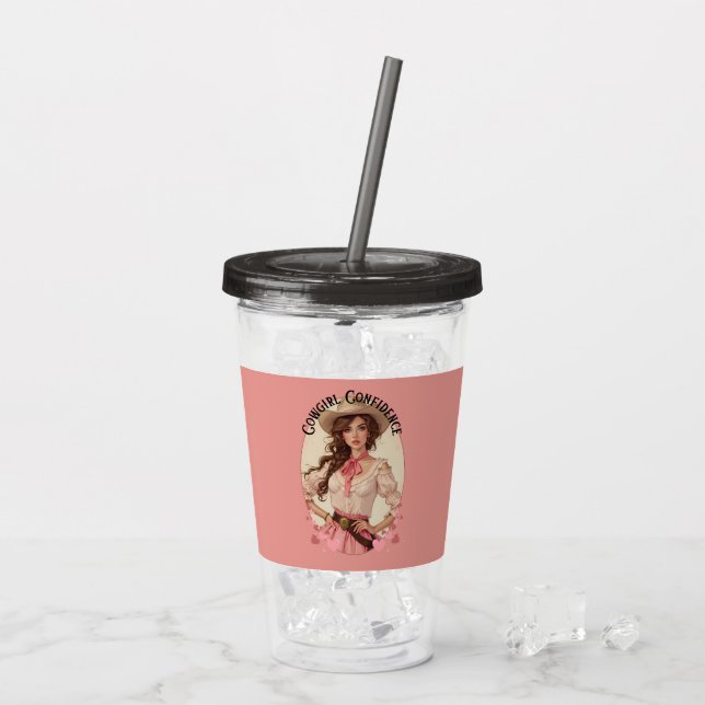 Coquette Cowgirl Westernare Mode Porträtt Take Away Mugg (Baksida Ice)