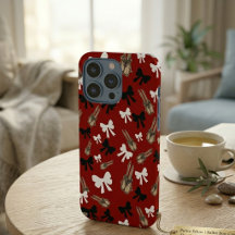 Coquette Crimson Röd och Vita Slingor Mönster iPho