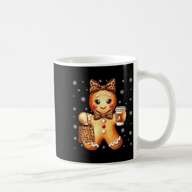 Coquette Cute Gingerbread Leopard Bow Christmas Gi Kaffemugg (Höger)